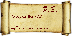Polevka Benkő névjegykártya